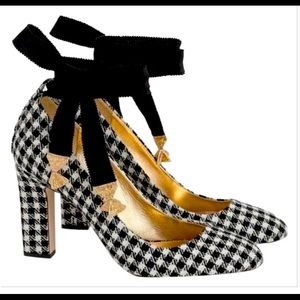 J. Crew Ankle Wrap Houndstooth Heel